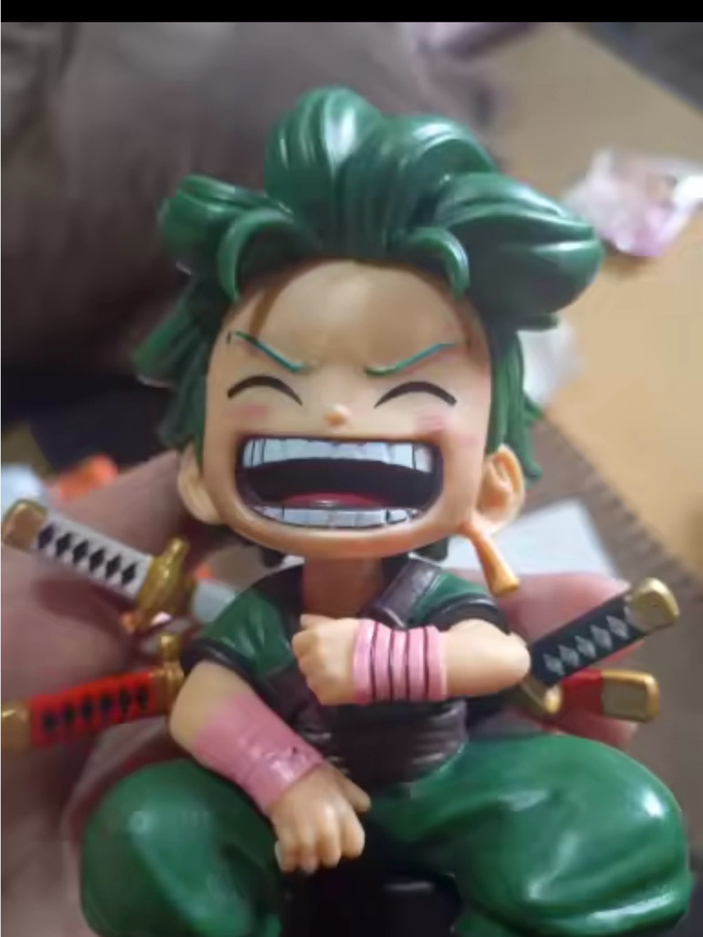 Onepiece Green and Pink Cartoon Samurai Action Figure